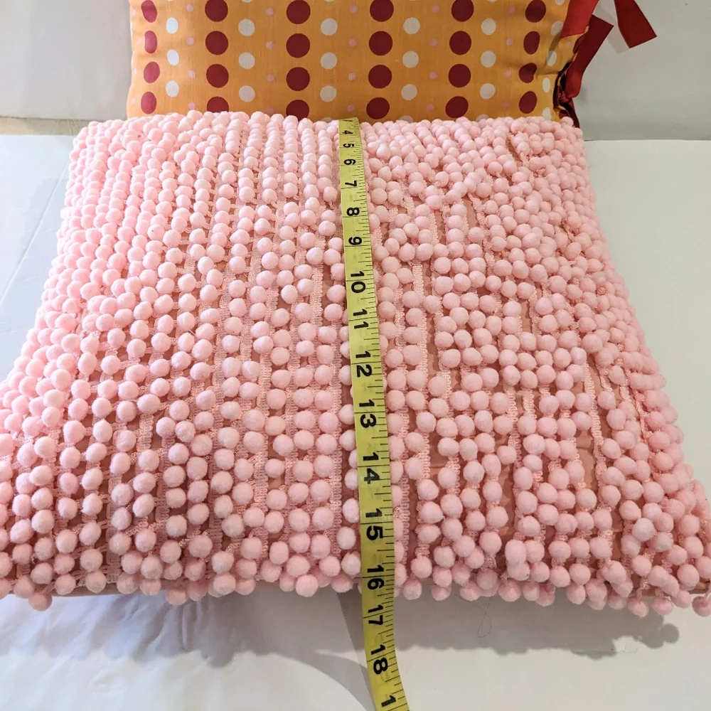 JCPenny Home Collection Throw Pillows Pink Red Pom Pom Polka-a-dot